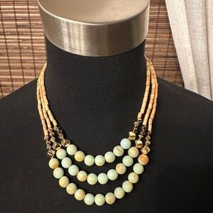 Park Lane Multi-Strand Necklace with Gold and Cream Beads